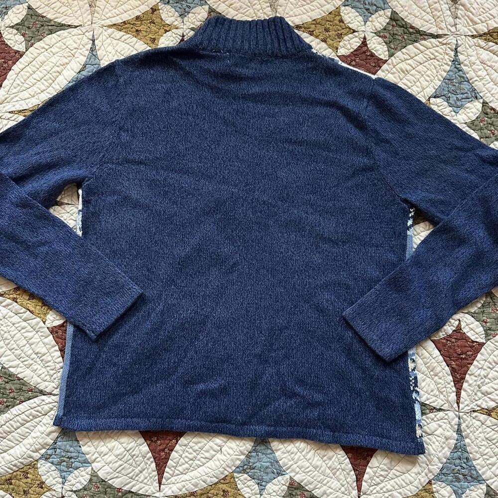 Whimsical Vintage 90s cozy winter snowflake zip patchwork cardigan size M - Picture 4 of 5